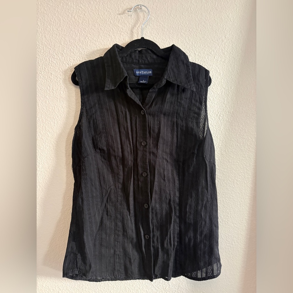 Ann Taylor Elegant Black Cotton Blouse